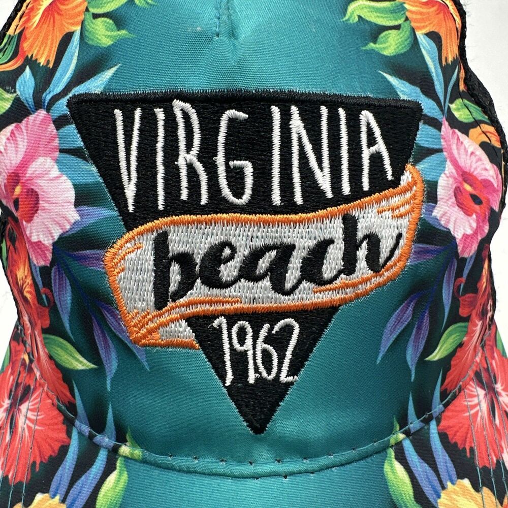 Vintage colorful tropical Virginia beach 1962 snap back hat - Picture 2 of 8
